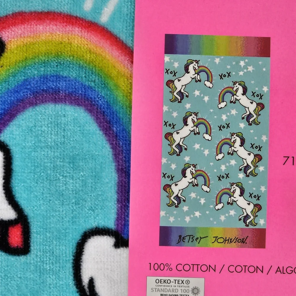 Betsey Johnson Unicorn Rainbow Beach Towel - Picture 2 of 2